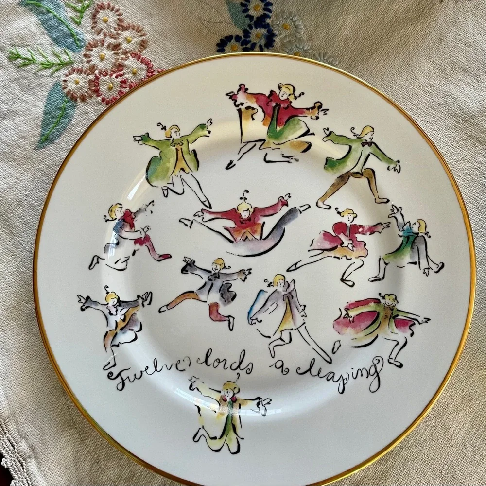 Vintage Rosanna Twelve Days of Christmas Dessert Plates. Made in Italy.